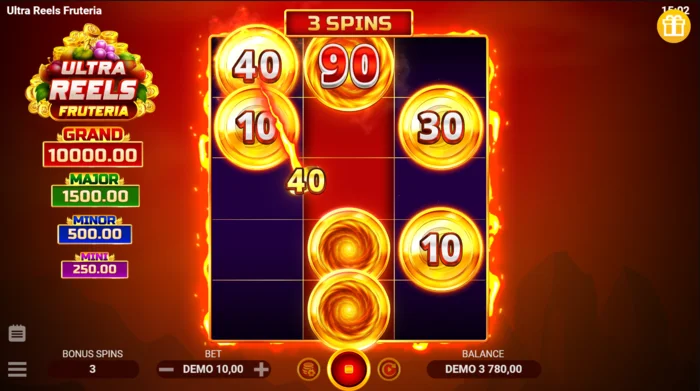 Ultra Reels Fruteria - bonus ekran sa tri spina i sakupljačem